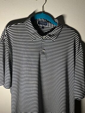 Peter Millar polo golf shirt size large black and white